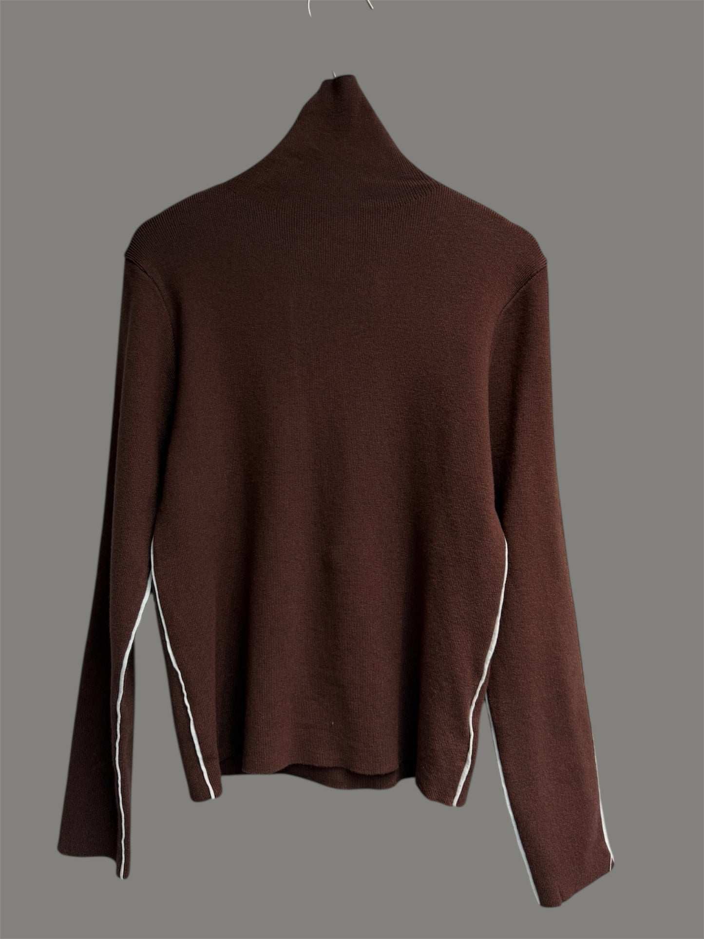 Stand collar side white wool top #00046