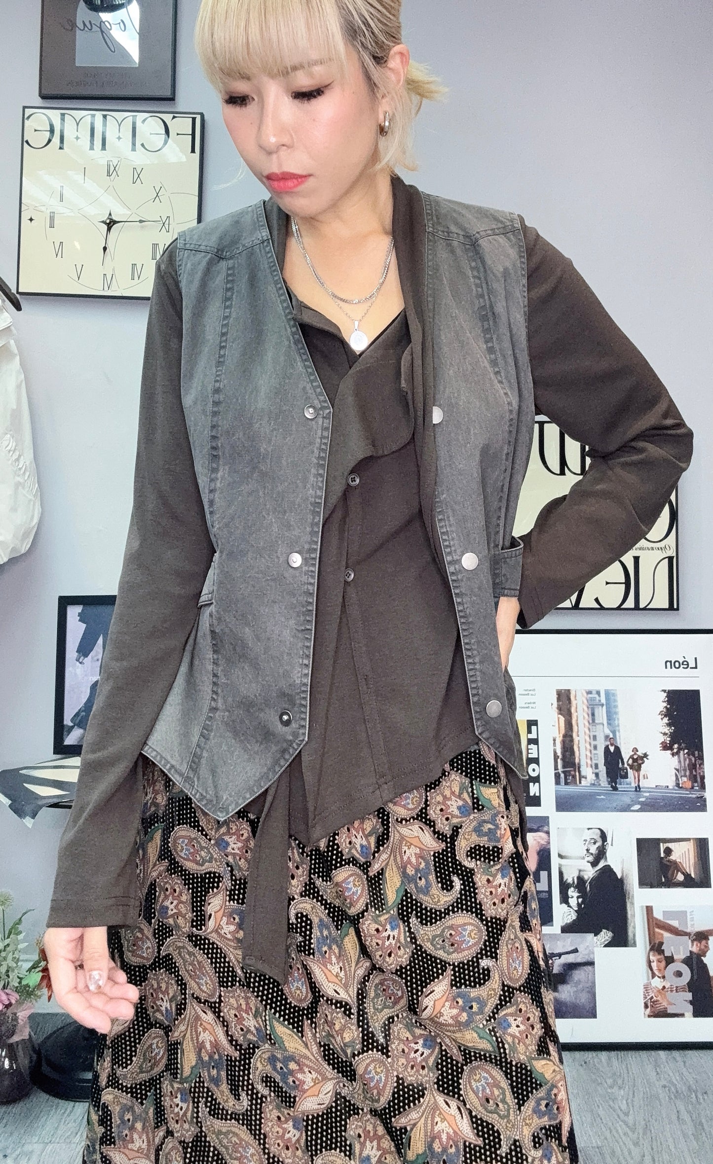 Side belt  vest jacket