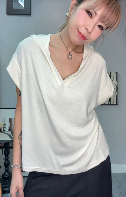 （-30%off)With hat softy cap sleeves tee #00732