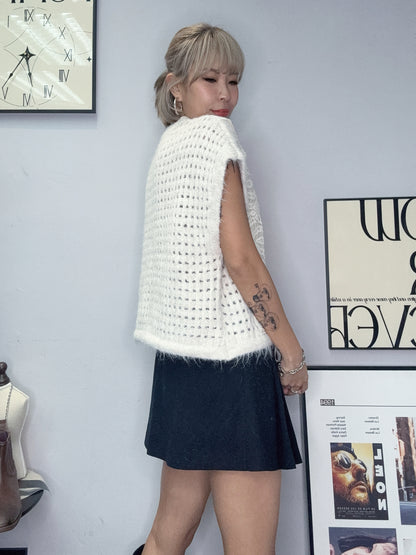 Front lace knit vest #00088