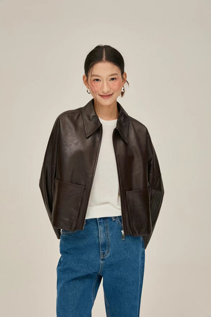 Shiny Lambskin Leather jacket