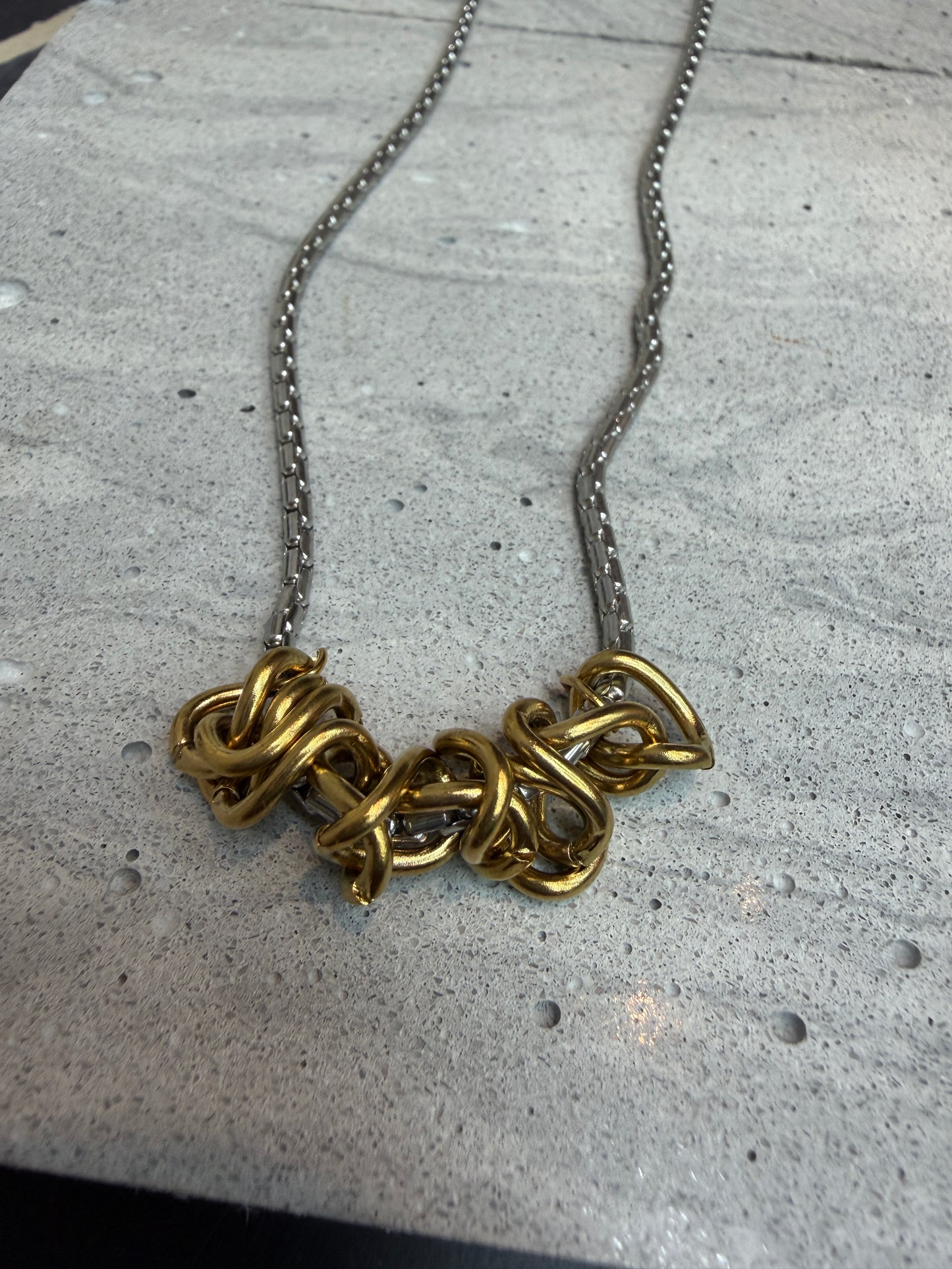 Gold buckle necklace