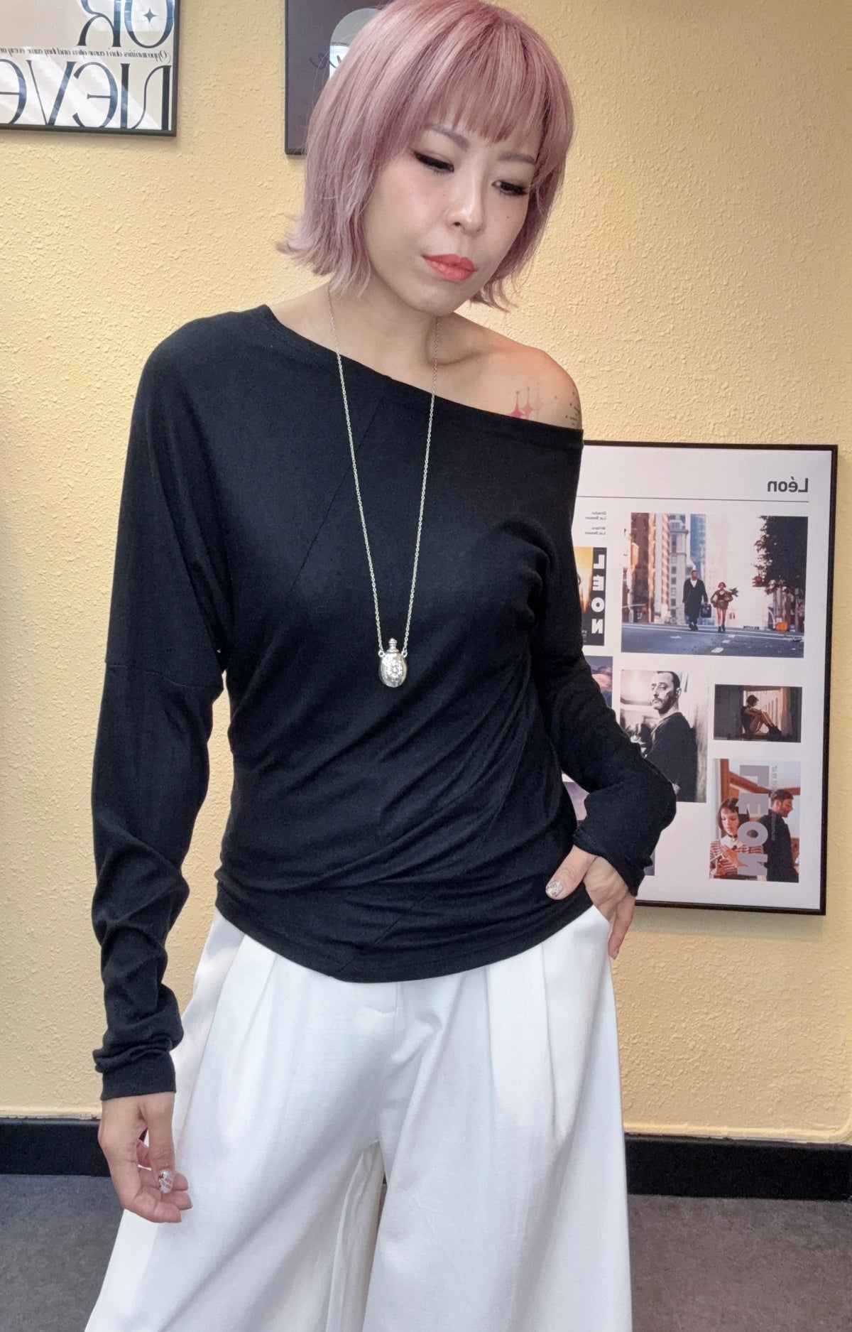 Side v collar spandex tee #00859