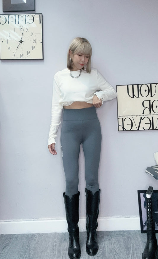 Side words fleece leggings #00137