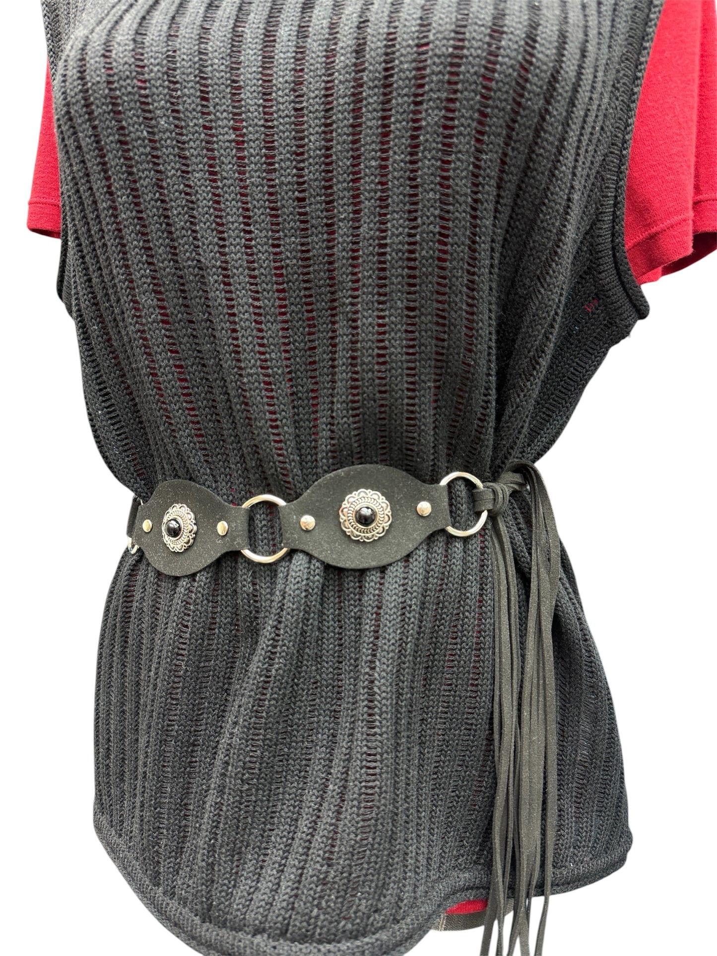 Black stone suede belt