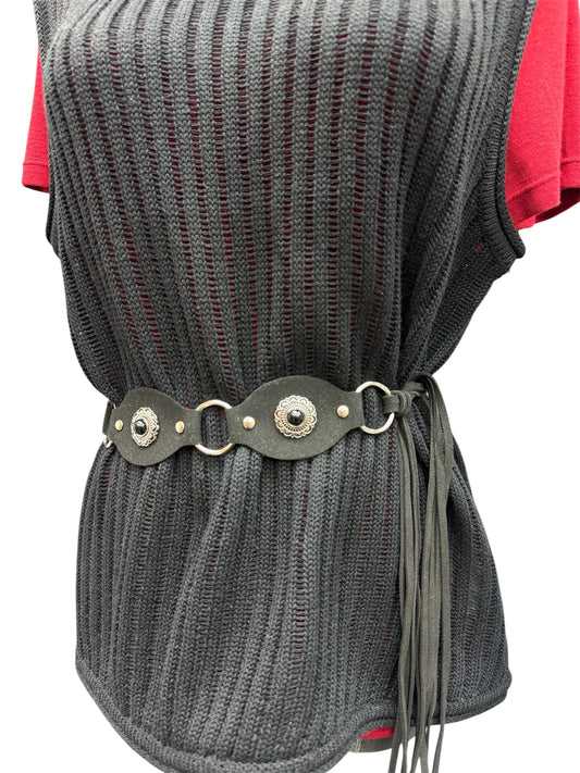 Black stone suede belt