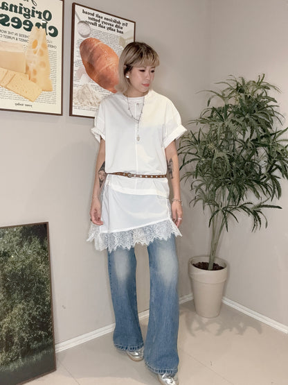 lace bottom tee #00362