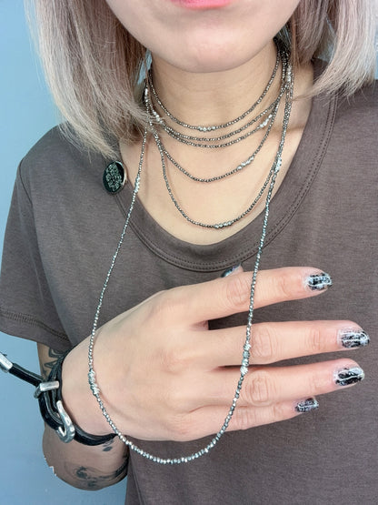 Mini silver beads long necklace