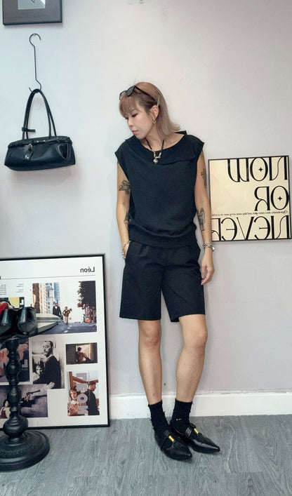 Fold over collar tee #00651