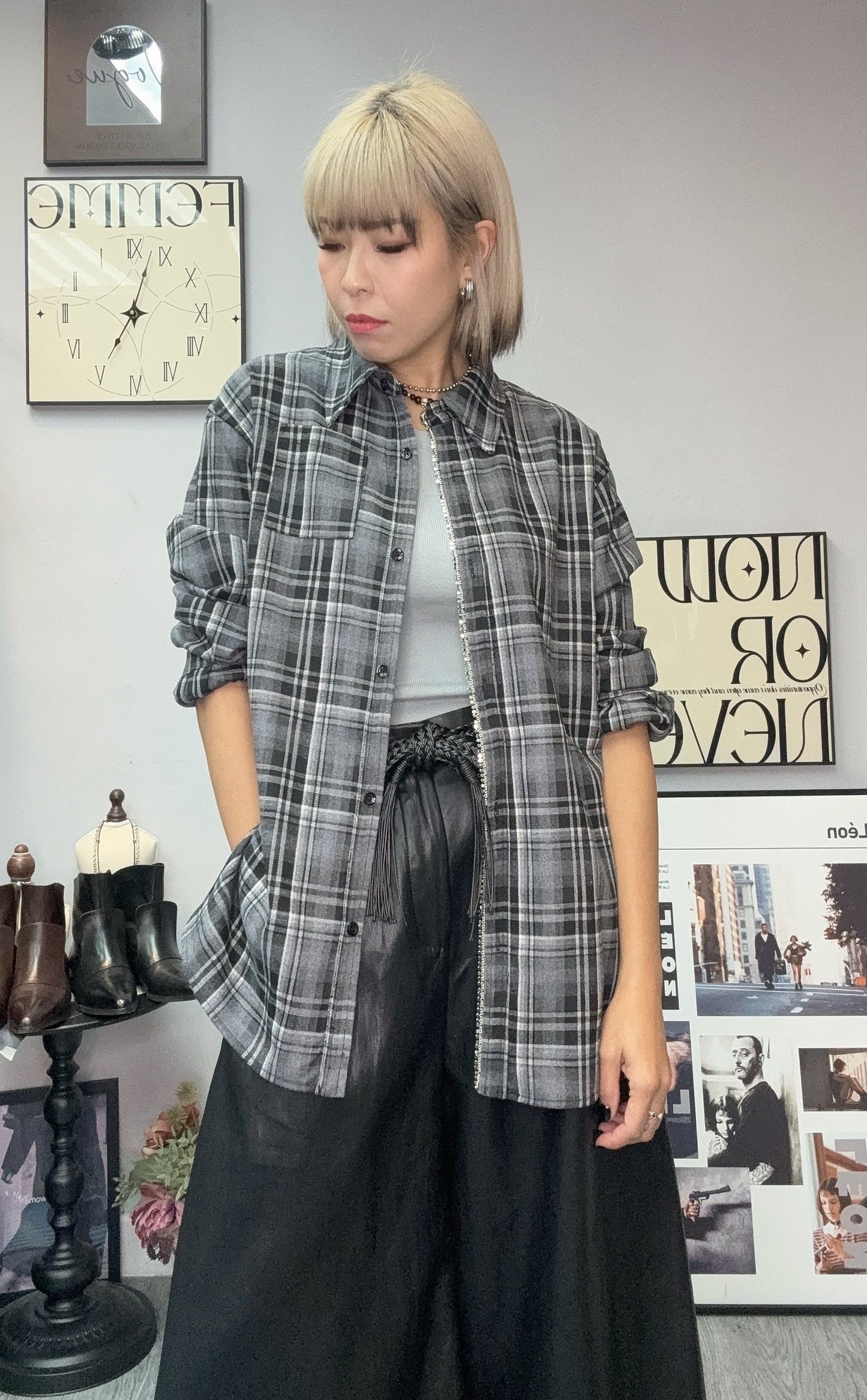 Check silver side shirt