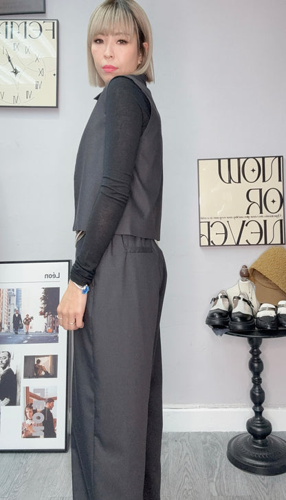 (-30% off)Shirt collar zip vest blazer #00181