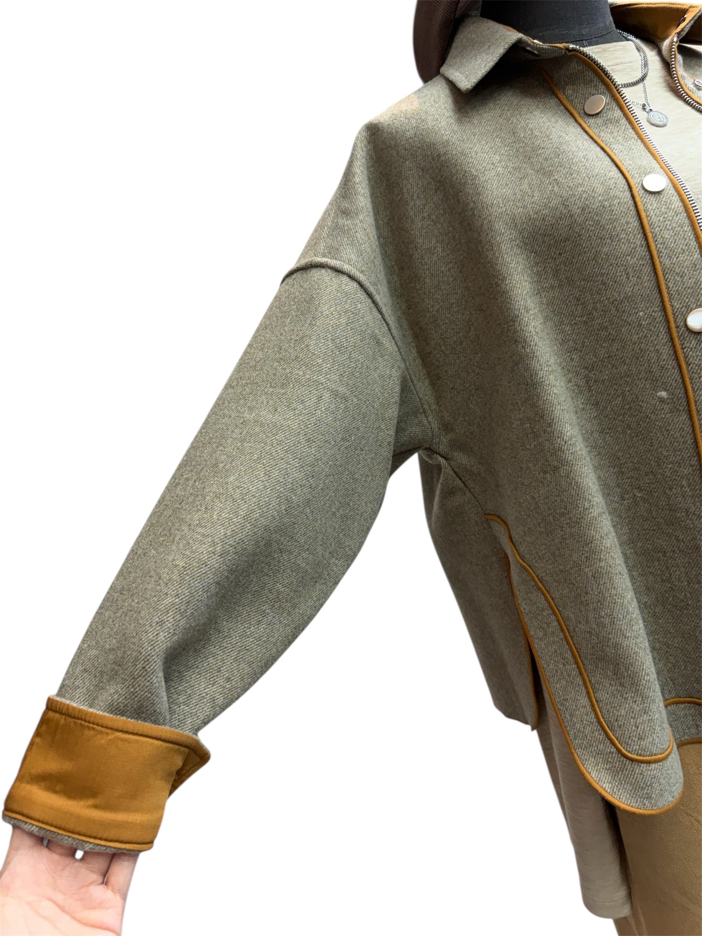 Shirt collar wool zip jacket #00030