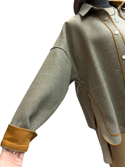 Shirt collar wool zip jacket #00030