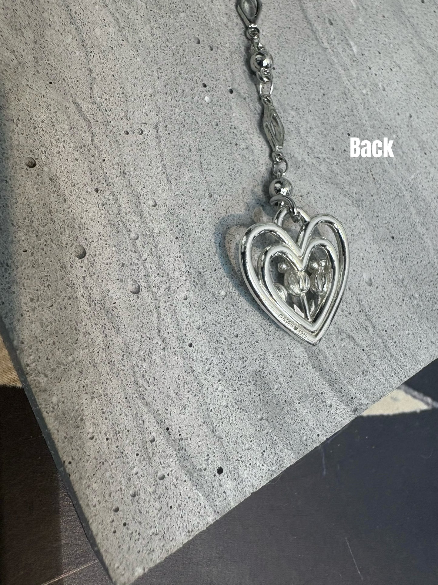 Silver tulip heart long necklace