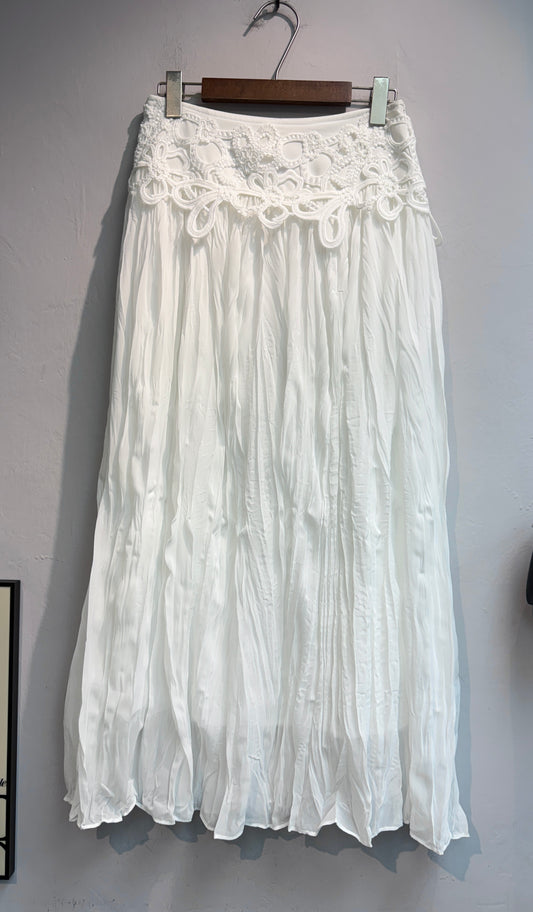 Embroidery waist chiffon skirt #00689