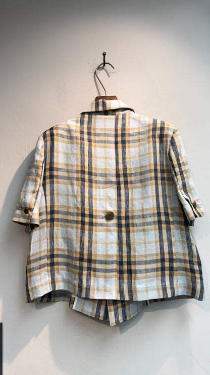 Checked short sleeves #00748
