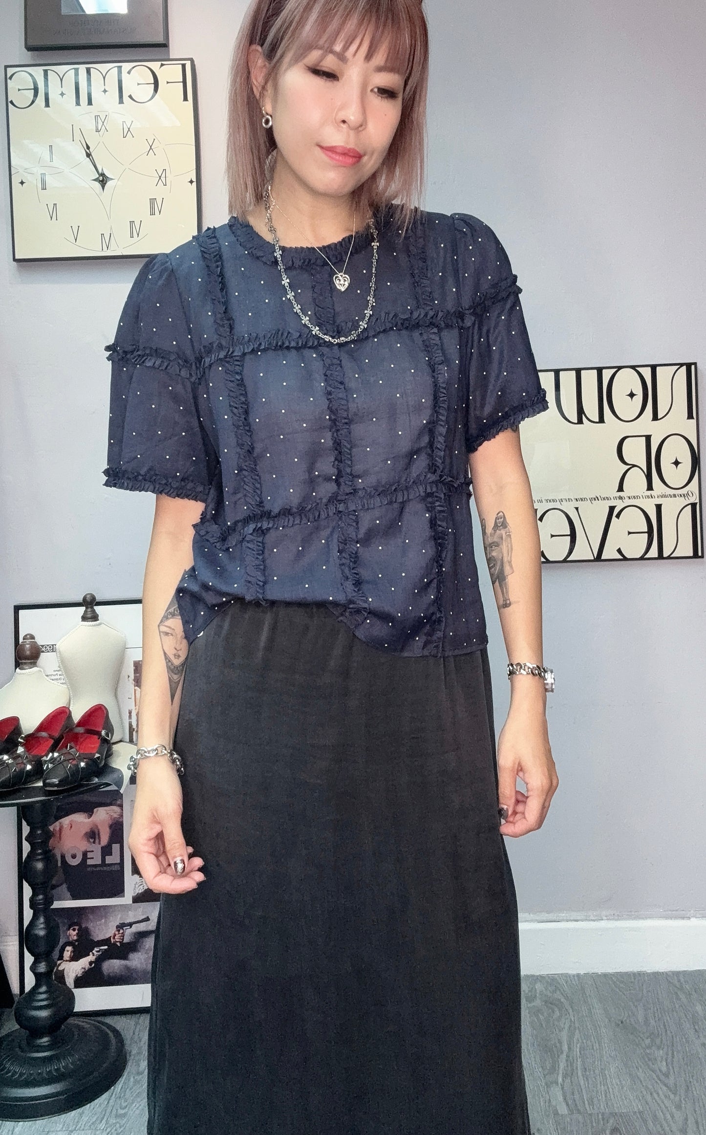 Ruffle dot blouse #00578