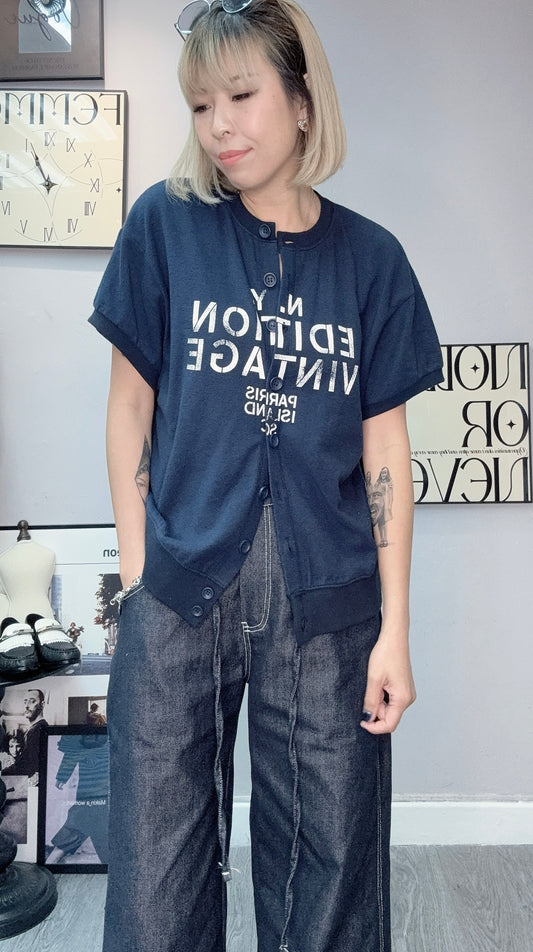 Words towelling short sleeves cardigan #00394