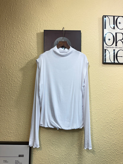👍🏻Stand collar frill trim spandex tee #01015