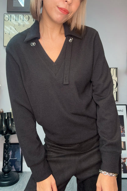 Big v neck polo top(front button) #00018