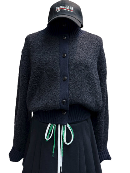 Stand collar short knit cardigan #00044