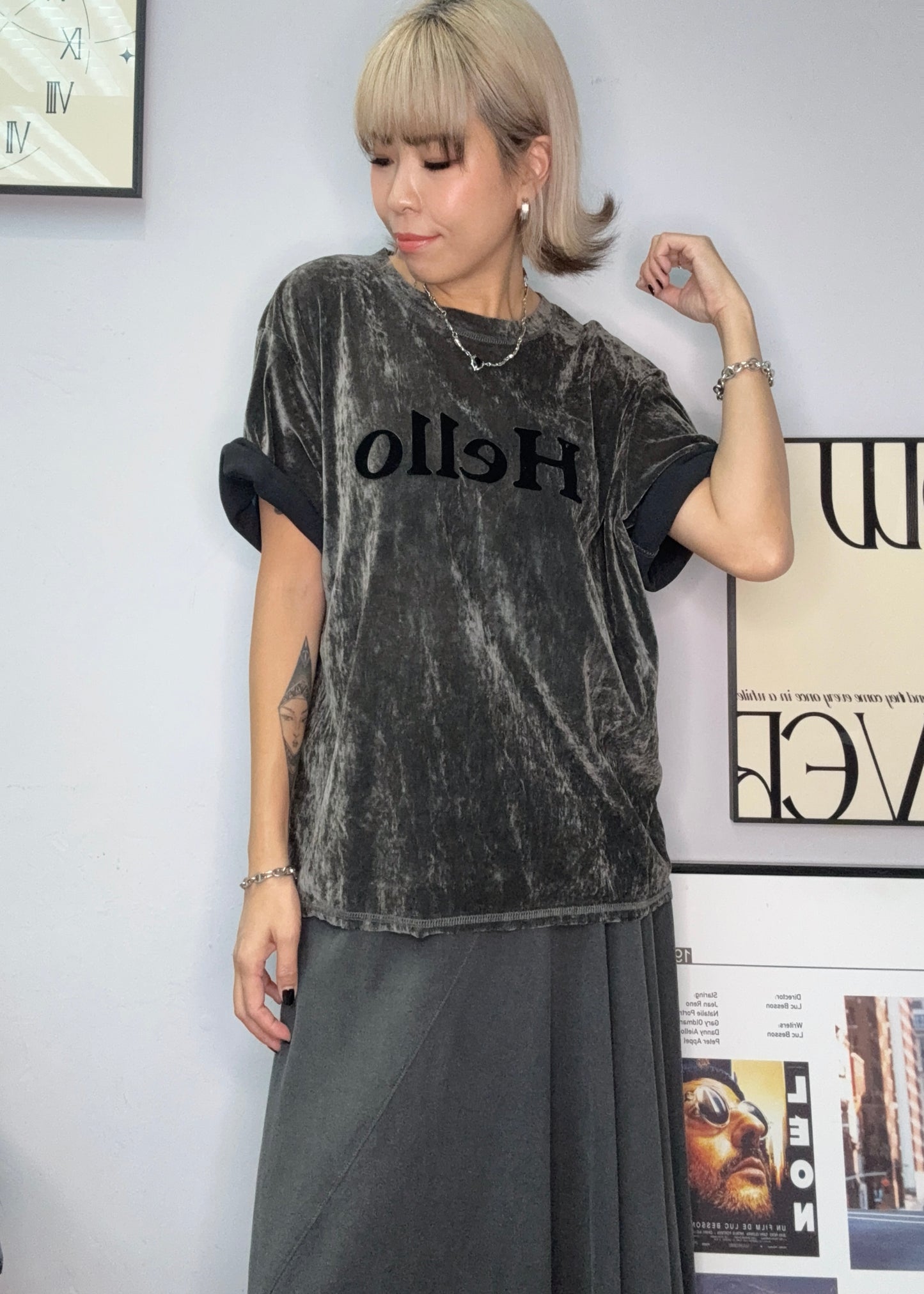 Thin Velvet short sleeves tee #00023