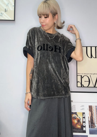 Thin Velvet short sleeves tee #00023