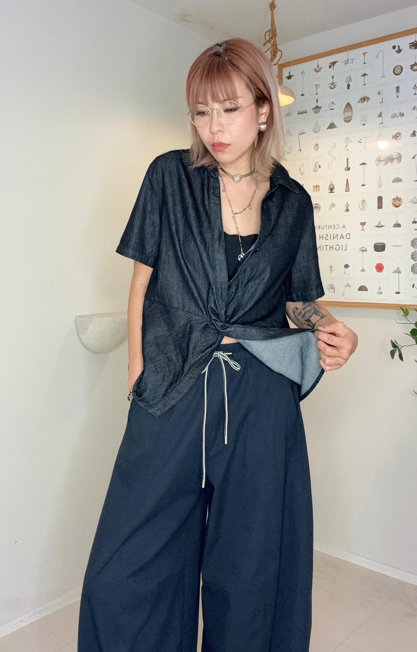 Denim style fabric blouse #00667