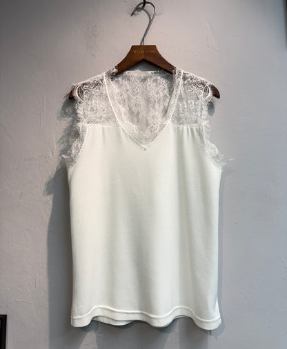 (-20%)Half lace space cotton tank #00781