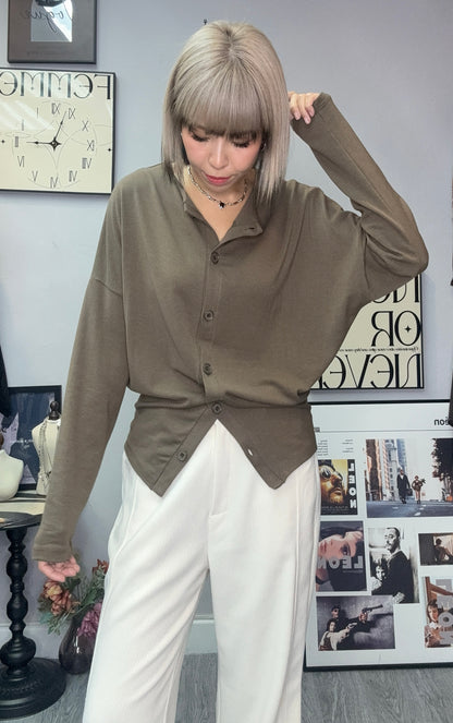 Front button cotton cardigan
