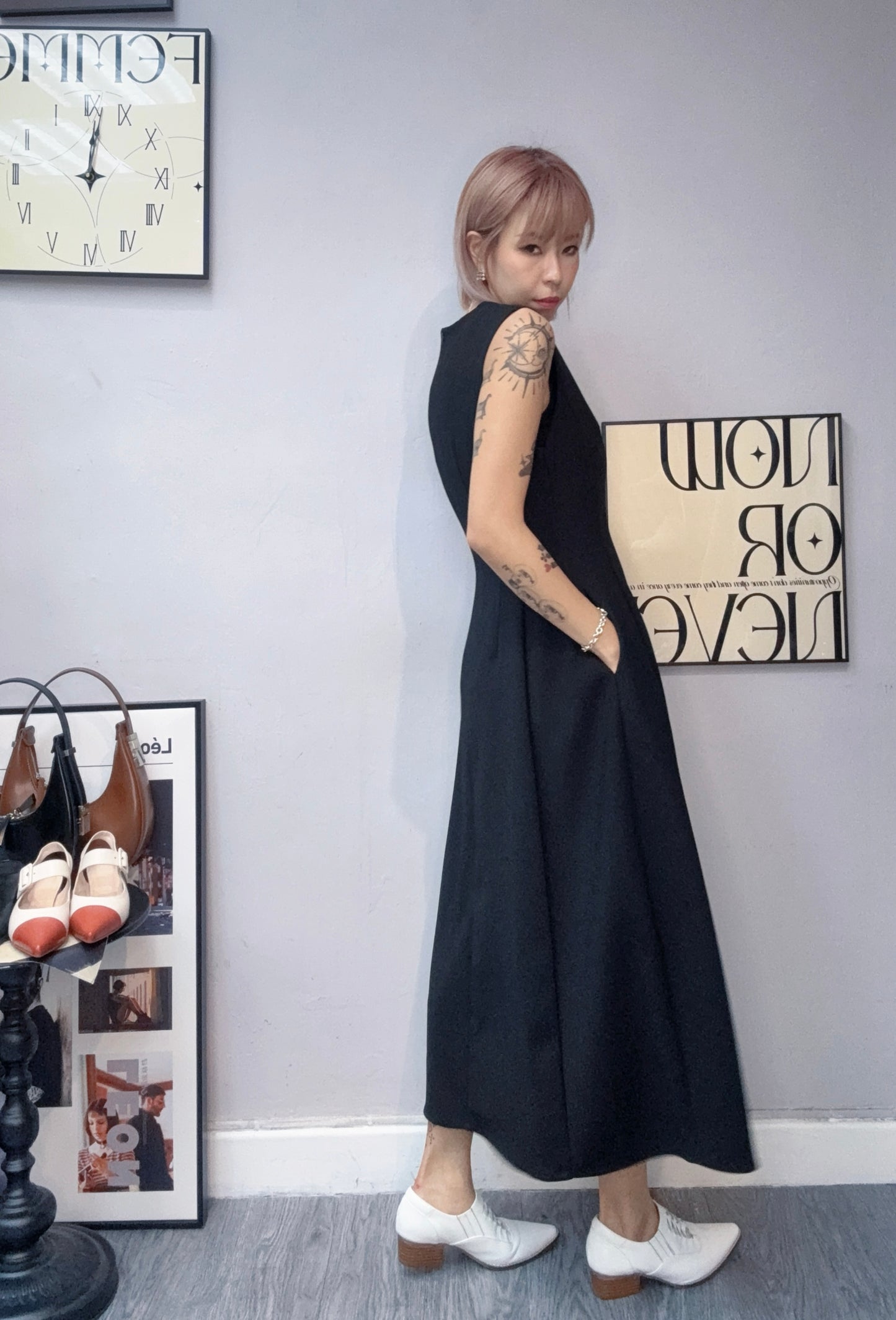 (-30%)Plain vest dress