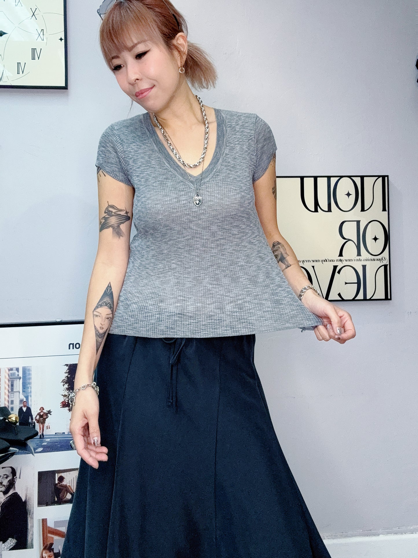 👍🏼Ultra-thin V neck knit top #00613