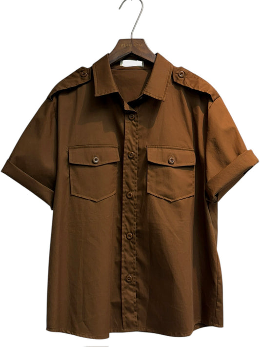 Short sleeves plain shirt outer #00479