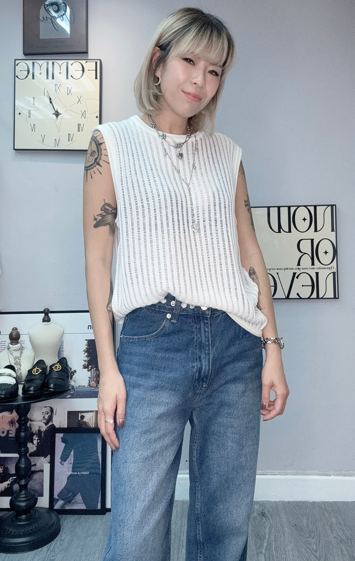 Round neck knit vest #00382