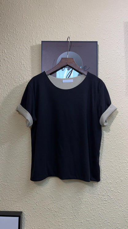 Plain two-tone tee #00987