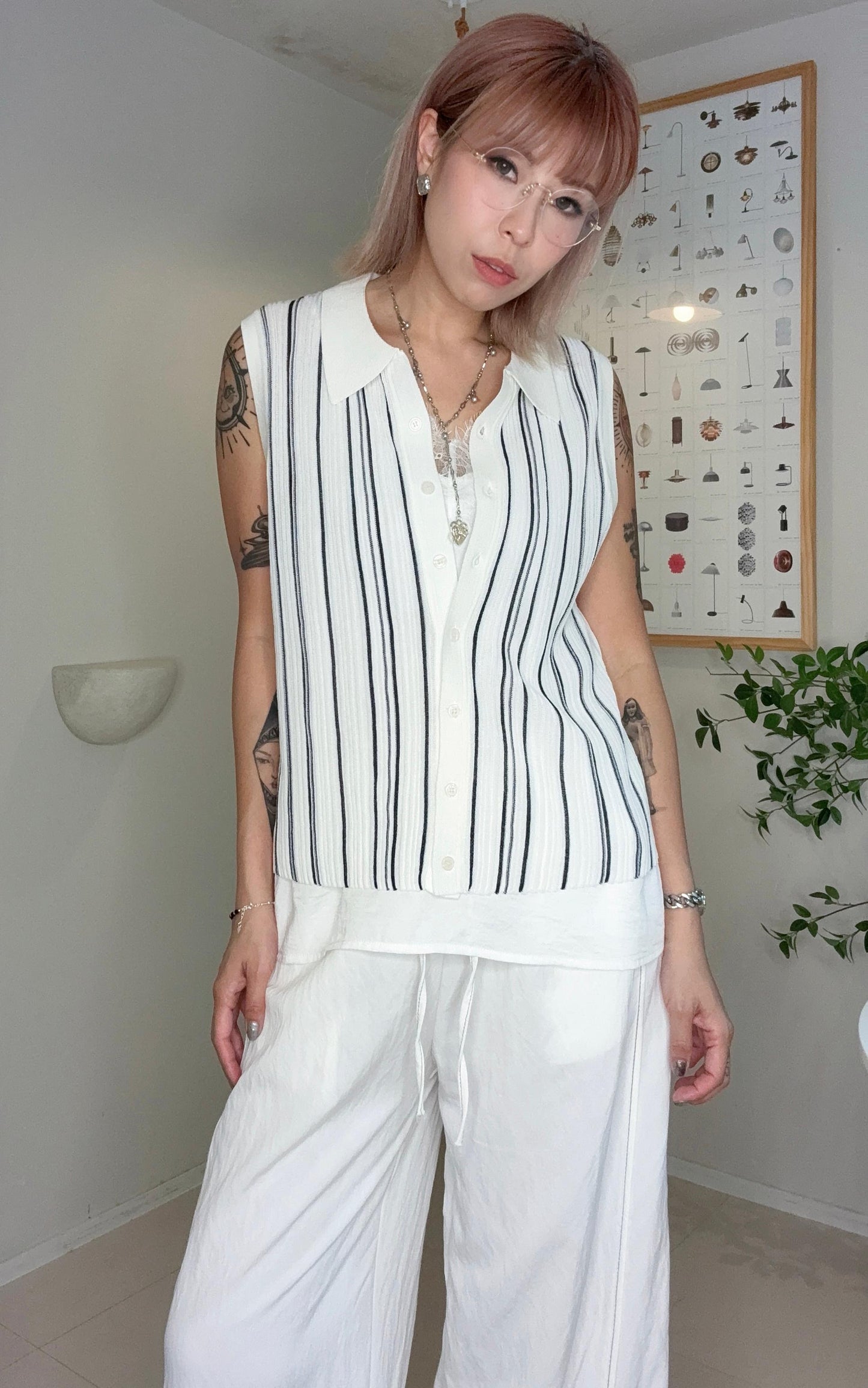 Striped polo knit #00690