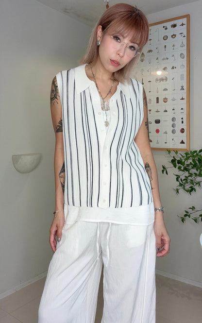 Striped polo knit #00690