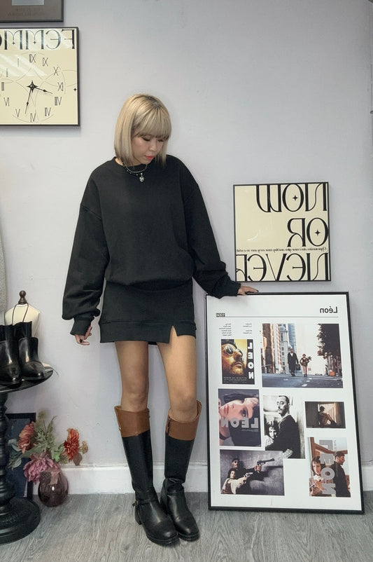 Puff sleeves sweater one piece