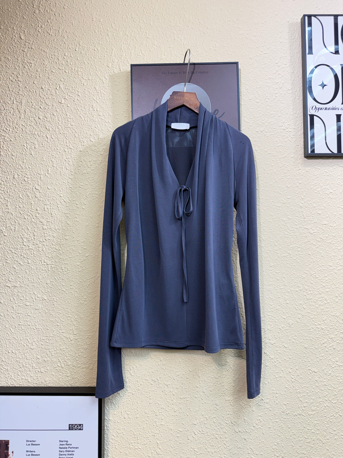 Front tie v neck modal top #01004