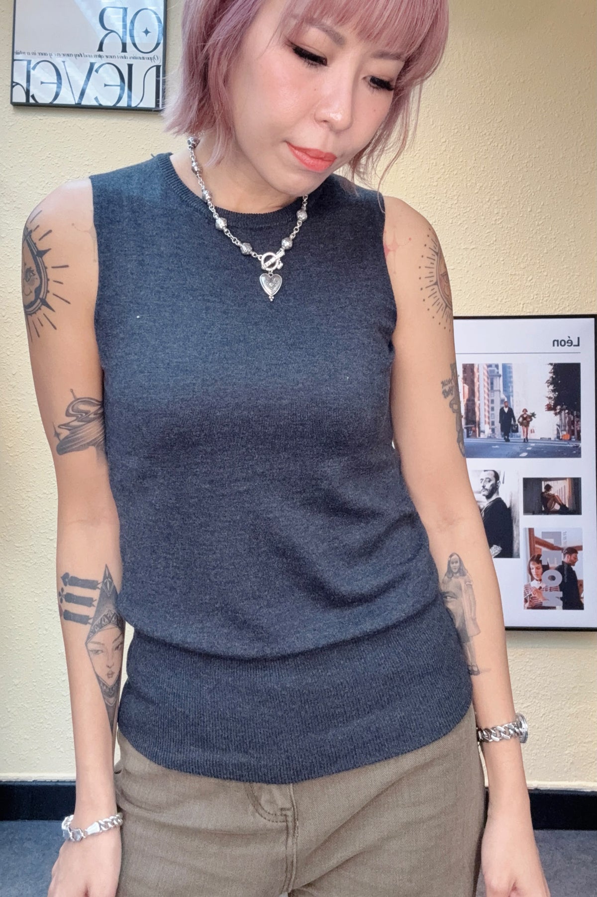 Plain knitted tank top #00845