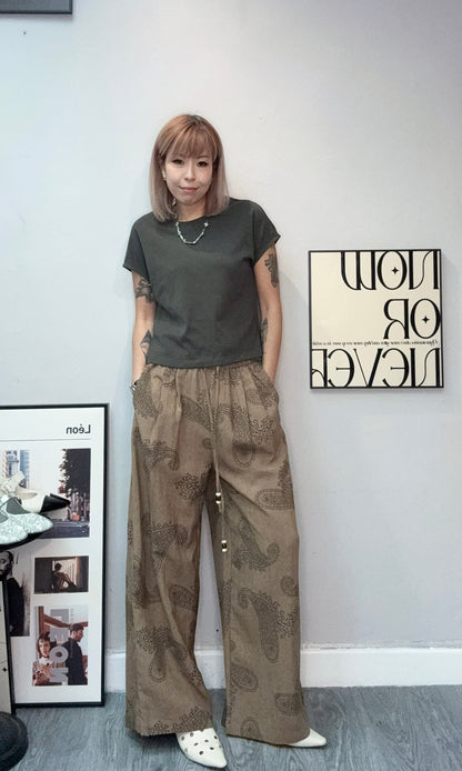 With paisley scarf cap sleeves tee #00674