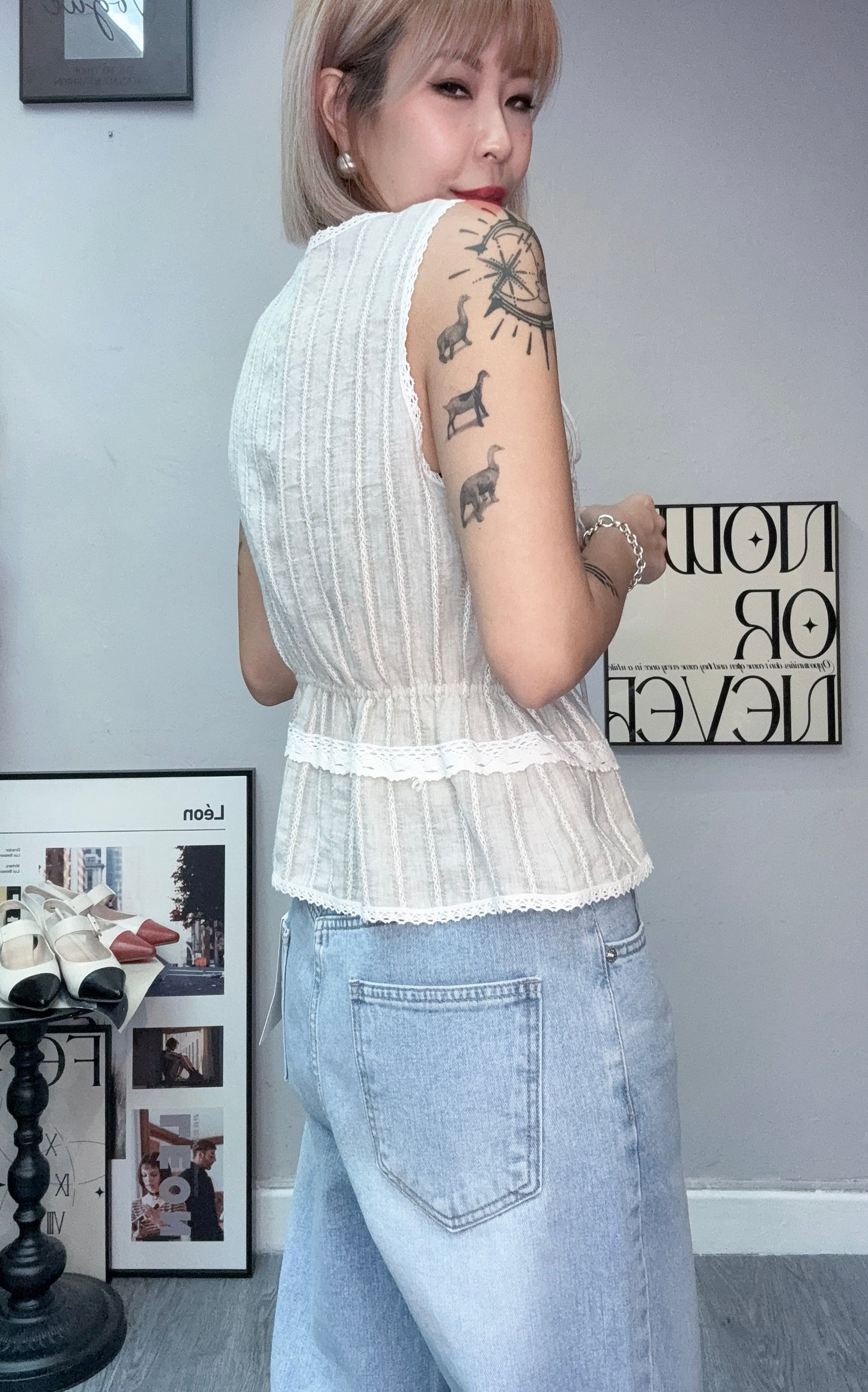 (-20%)Embroidery lace tank shirt #00780