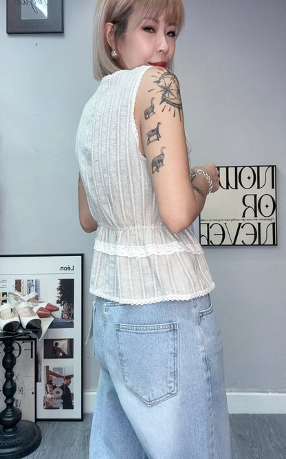 (-20%)Embroidery lace tank shirt #00780