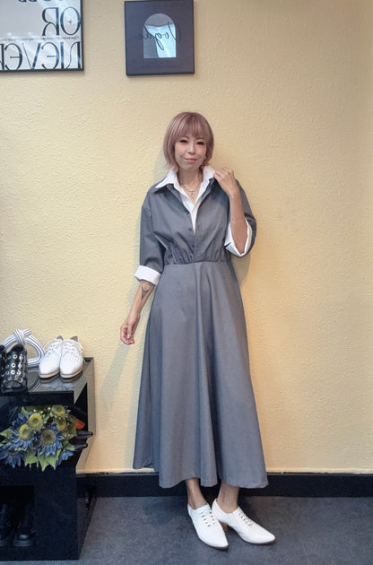 Fake two pieces double collar one piece #00874