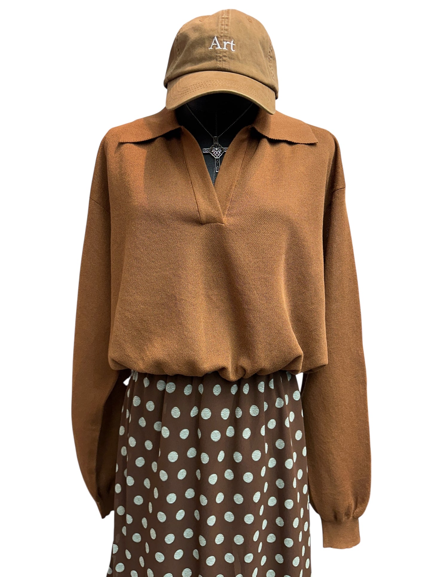 Polo knit long sleeves top