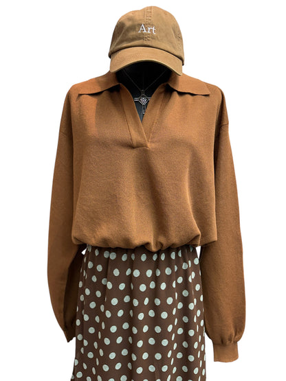 Polo knit long sleeves top