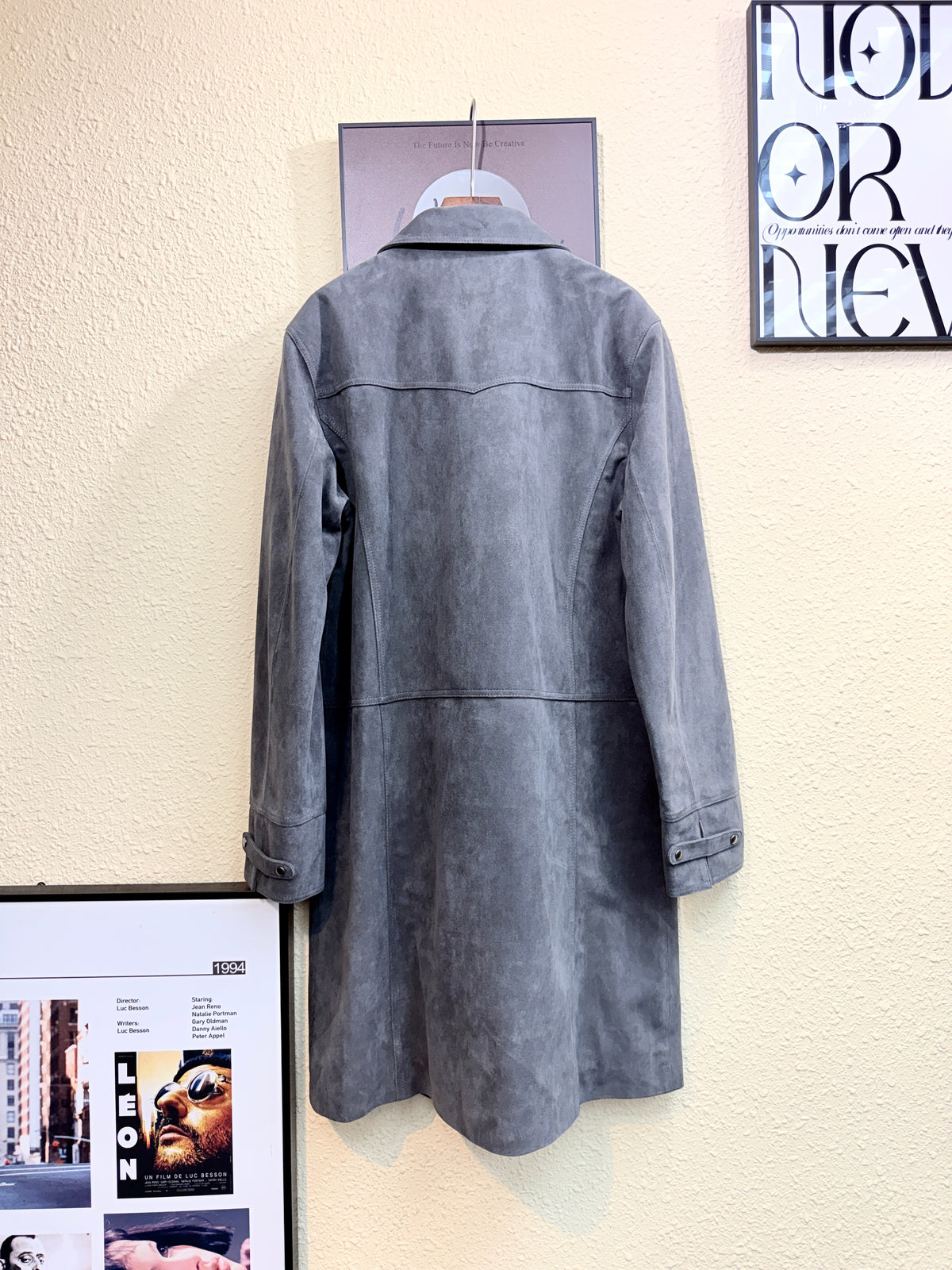 Suede shirt collar long outer #01014