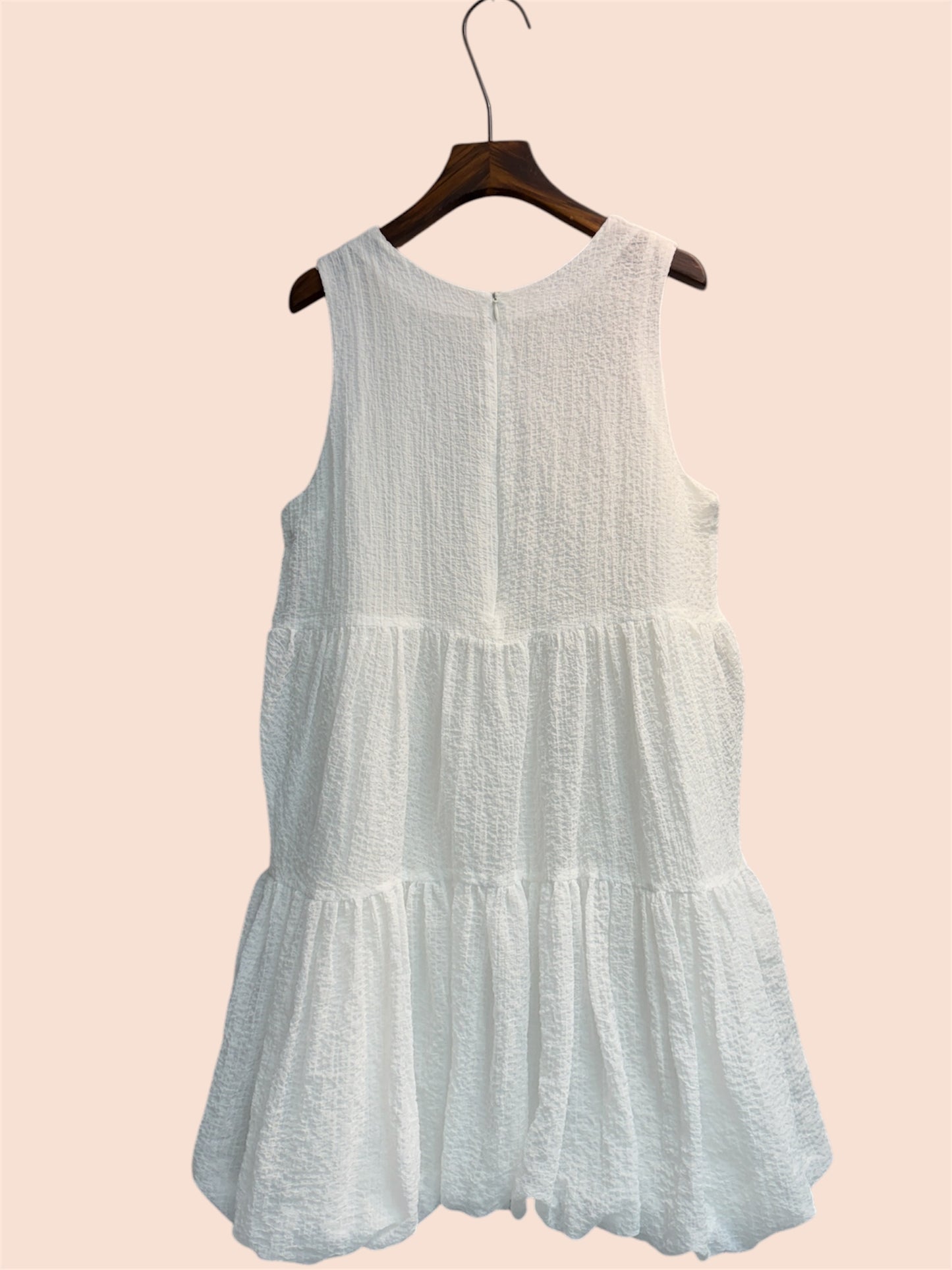 Puff hem vest short dress #00449