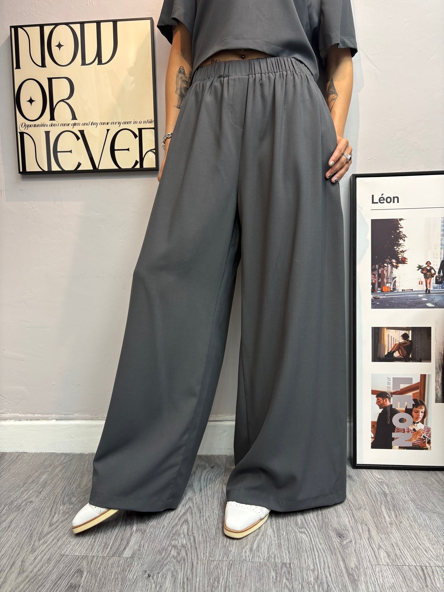 Plain short sleeve top x pants set #00621
