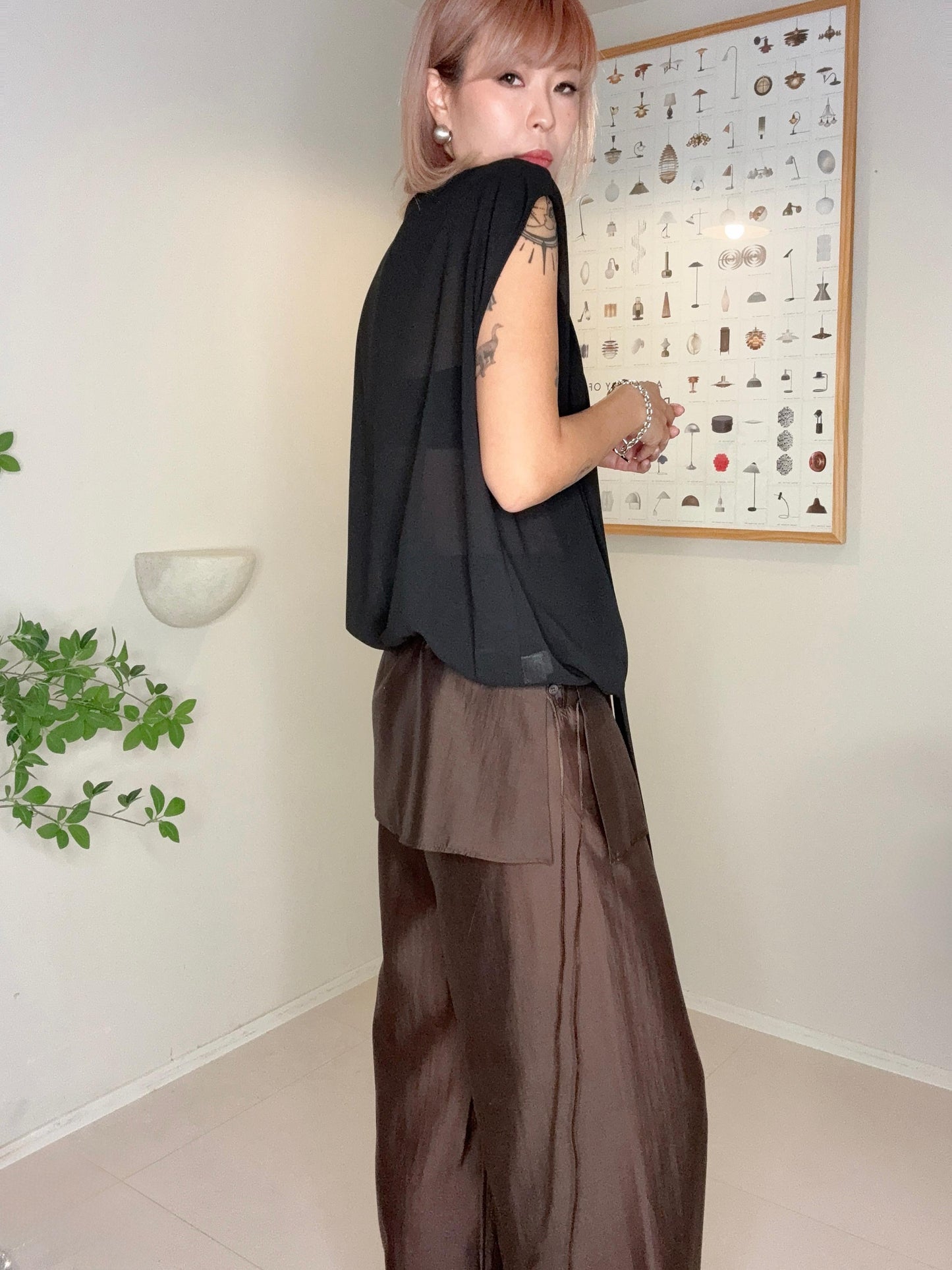 Tie collar chiffon blouse #00704